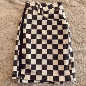 Checker print Jean Skirt